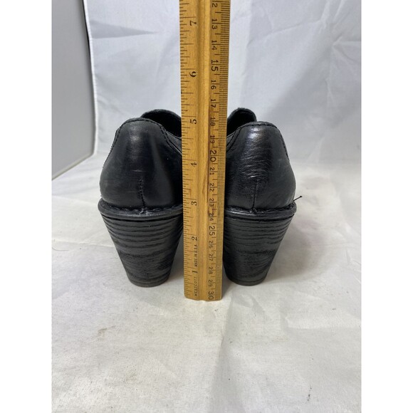 Women's BORN Black Leather Booties Mules Heels Clogs Zipper Sz 6 - Picture 5 of 10